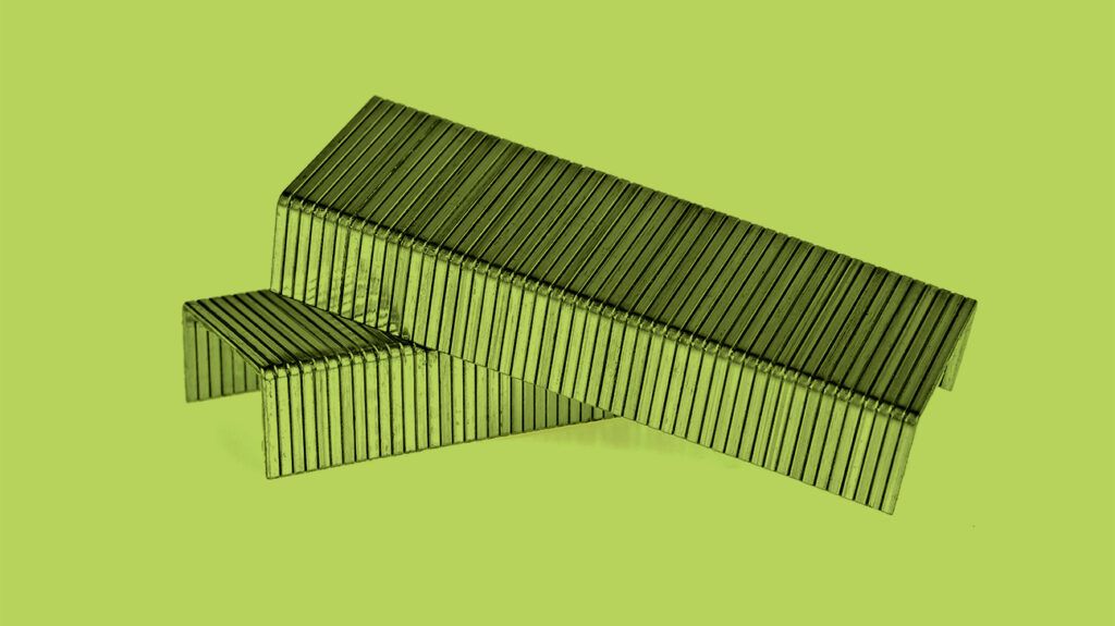 Staples against a green background to represent stomach stapling -1.