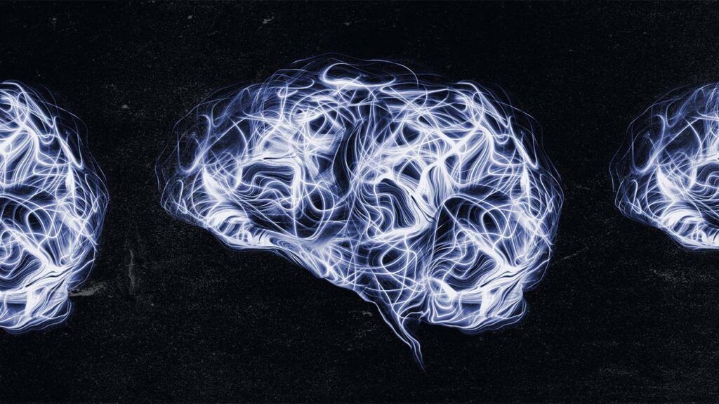 A scribbled lit up picture of a brain -1