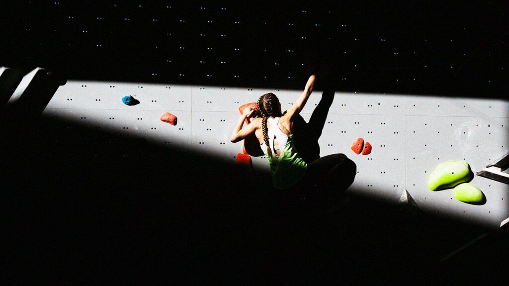 A person climbing a climbing wall-2.