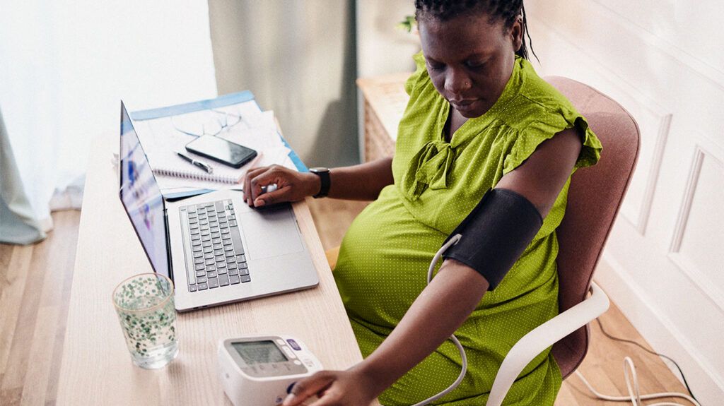 A pregnant woman checking for preeclampsia. -1