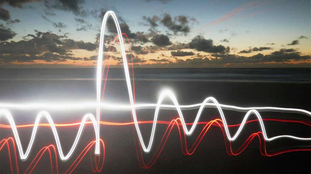 Waves of lights that look like an EKG reading