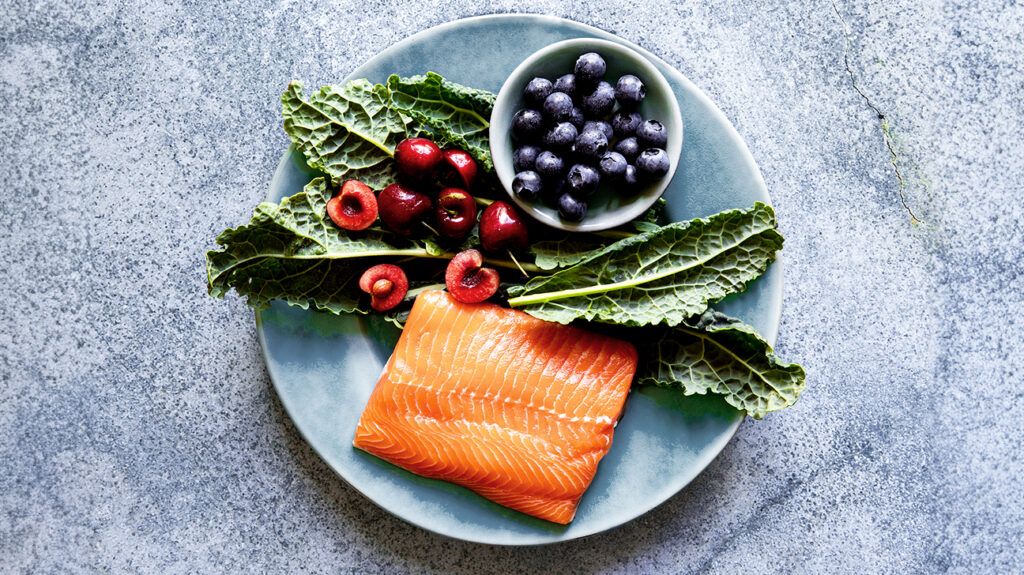 Salmon, vegetables, and fruit-1.