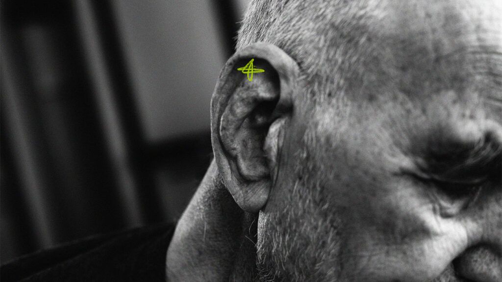 Close-up of a senior man's ear