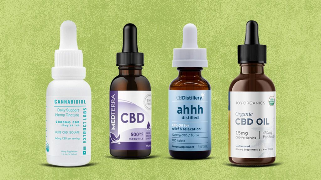 The best THC-Free CBD oils on a green background.