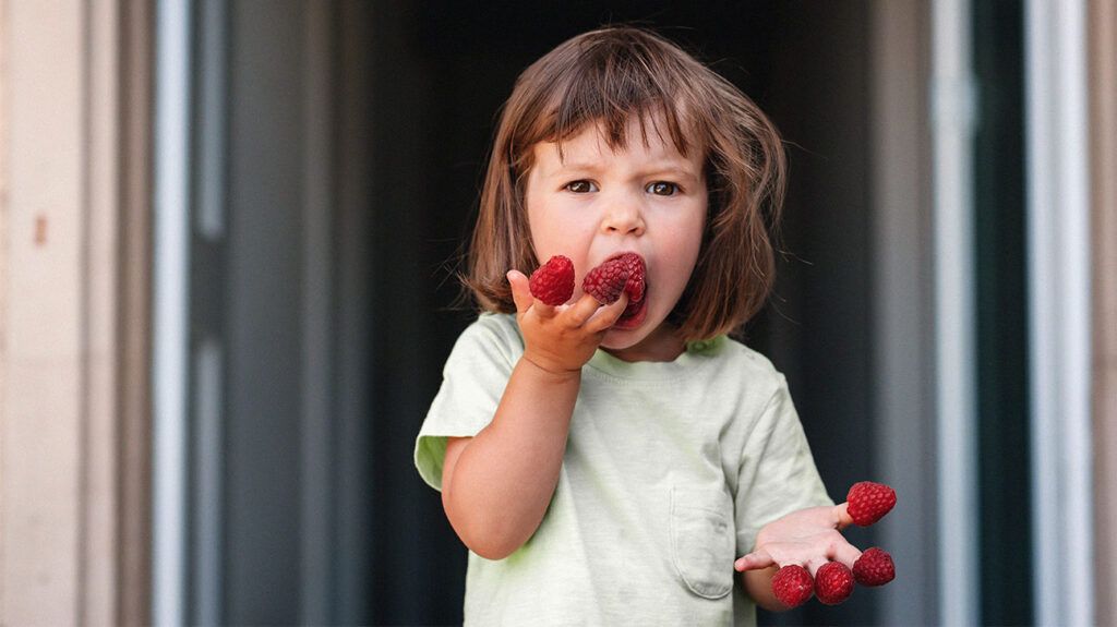 A child eating raspberries-2.