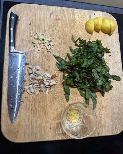 An MNT reviewer's image of Green Chef meal kit ingredients.