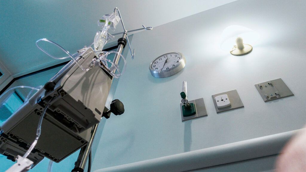 A chemotherapy machine from a low angle