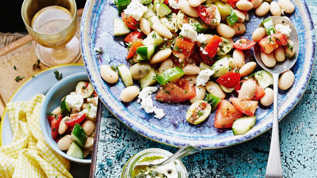 Bean, tomato and goats cheese salad which is food beneficial for joint pain-1