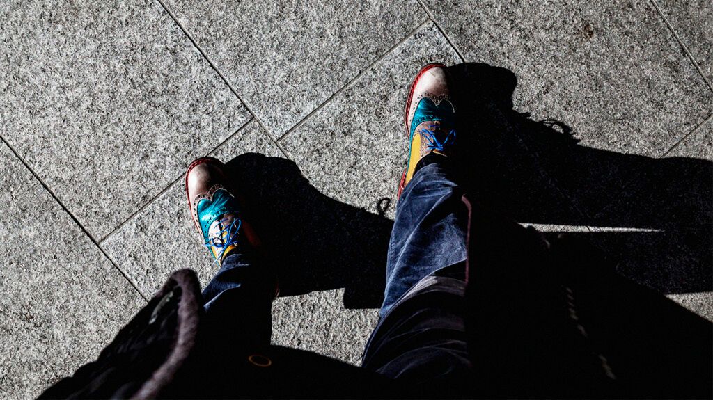 Colourful shoes on a person with lupus.-2