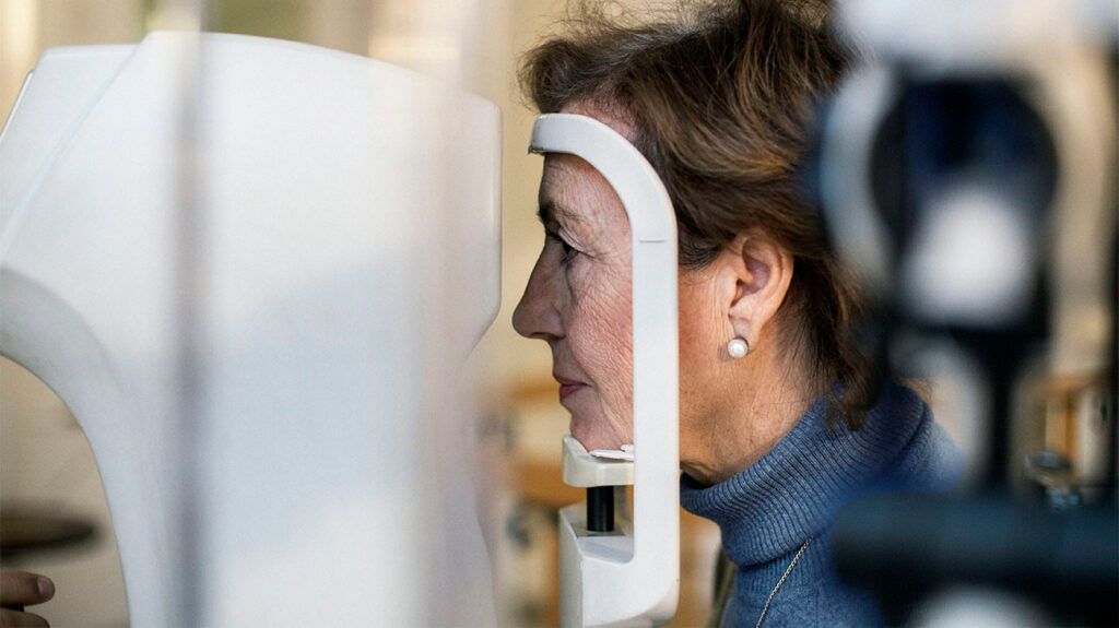Female having an eye exam