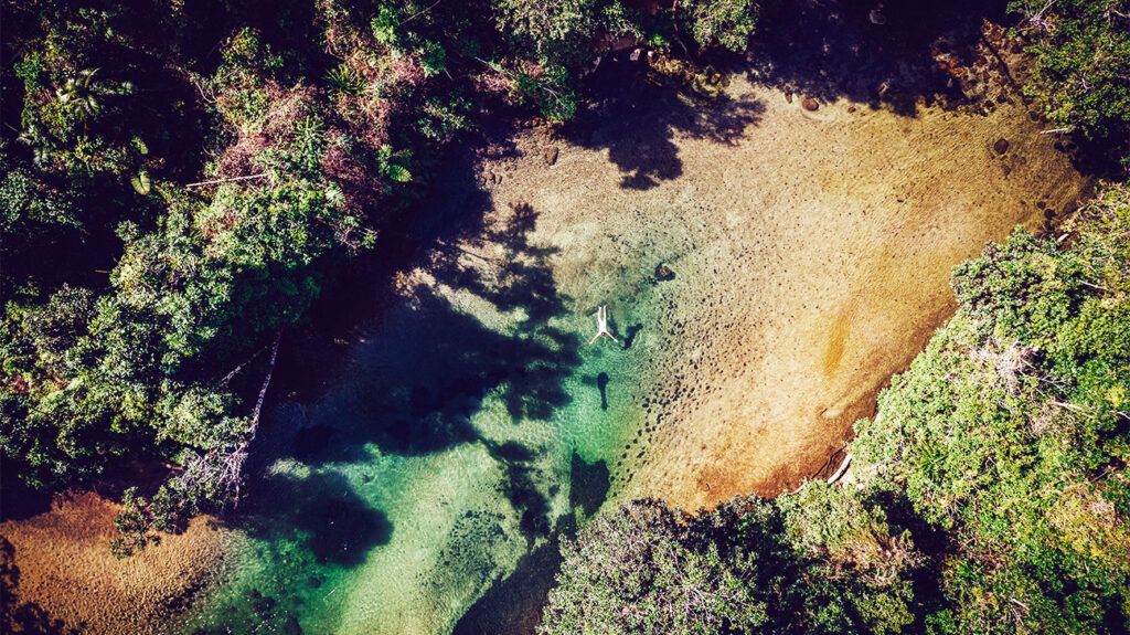 aerial view of lake