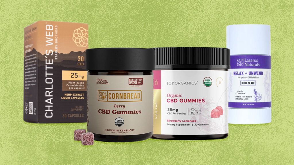 A selection of the best CBD gummies, balms, and capsules for stress.