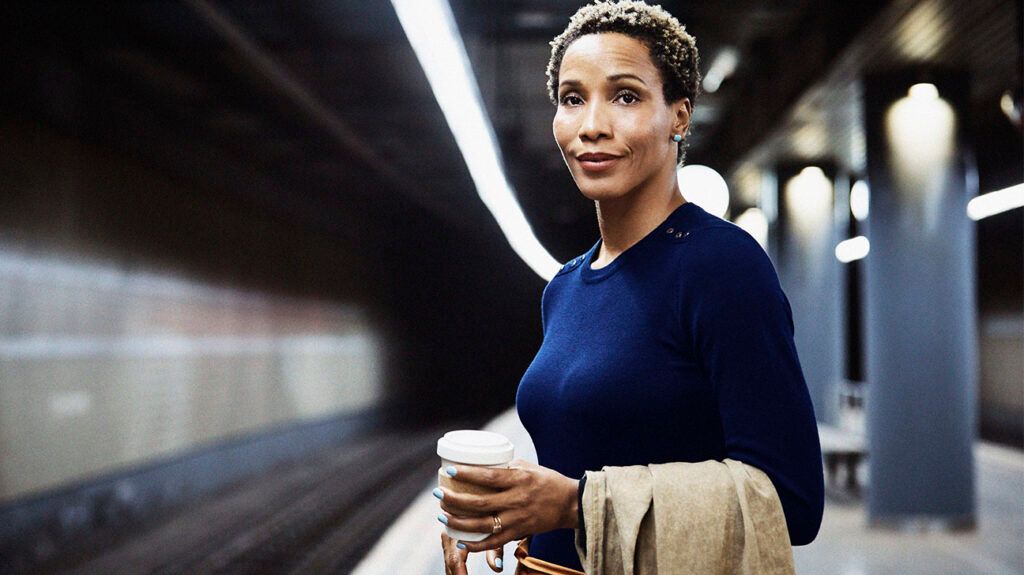 A businesswoman waiting for train at subway station. -2