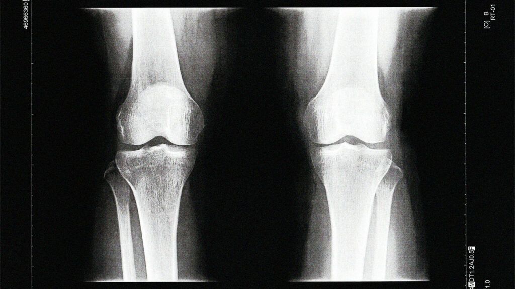 Une radiographie des genoux souffrant d'arthrose