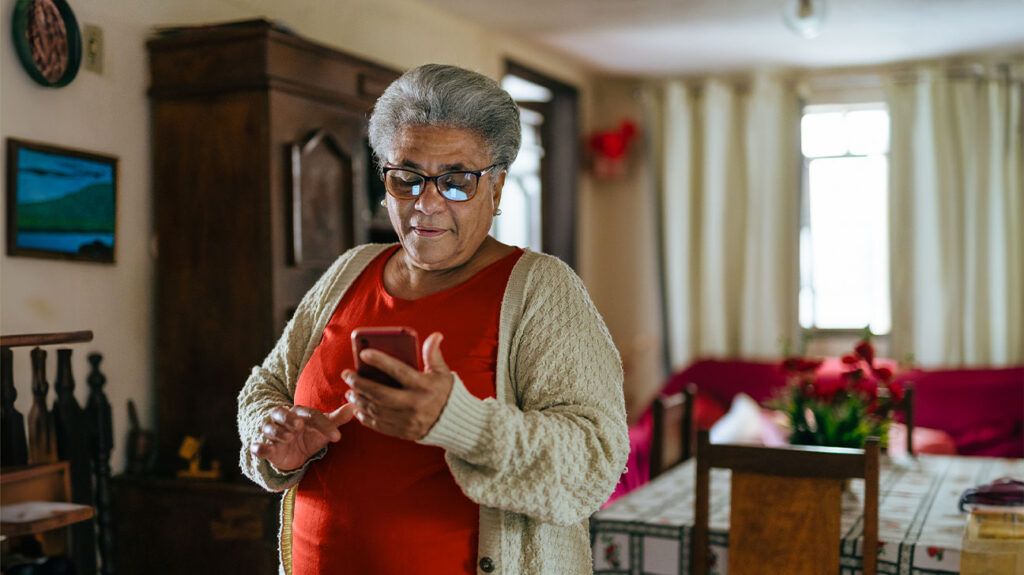 Older woman using a smartphone