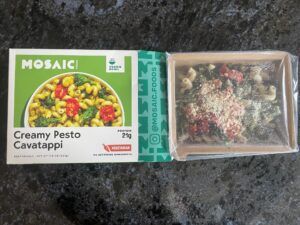 mosaic meal delivery kit in packaging on kitchen counter top