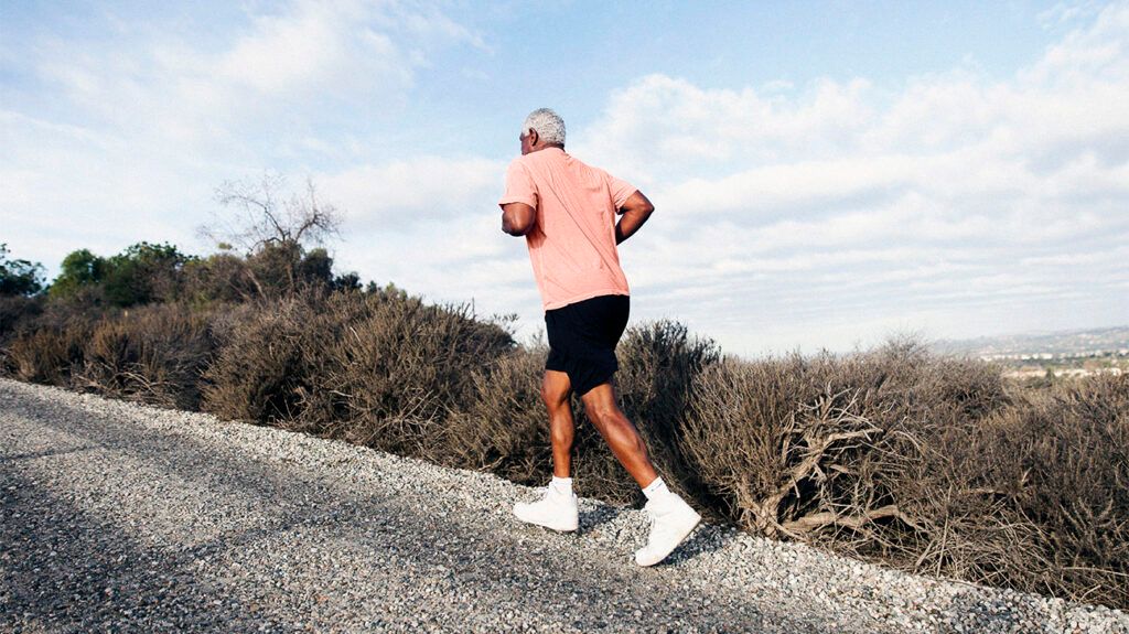 An older person jogging outside 1