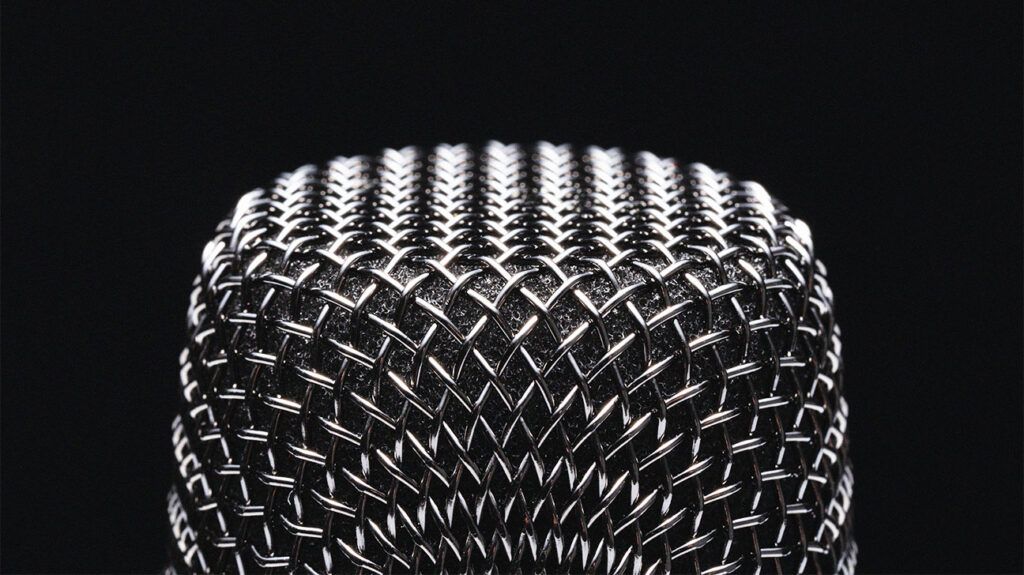 A close-up shot of a microphone
