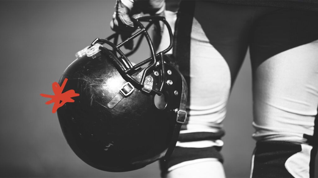 American football player wearing a helmet