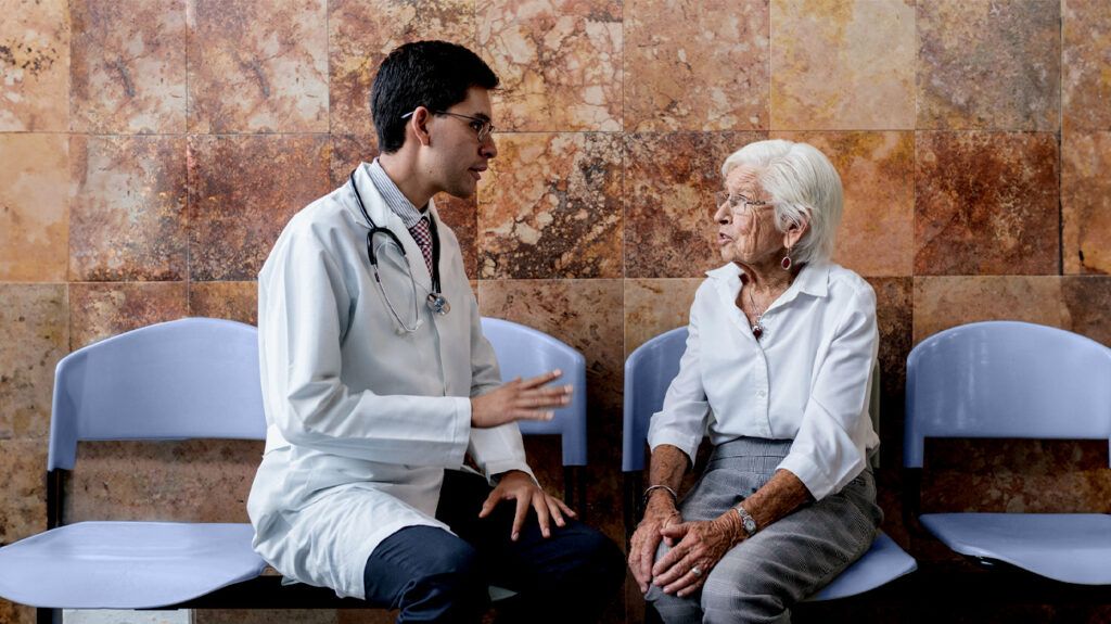 A doctor is talking with a patient.