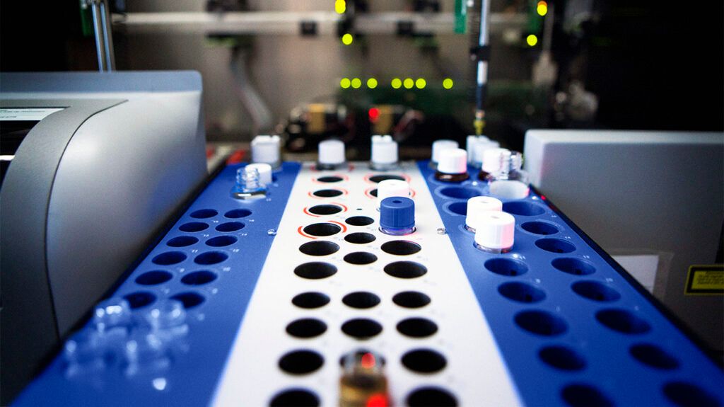 Rows of vials in a lab