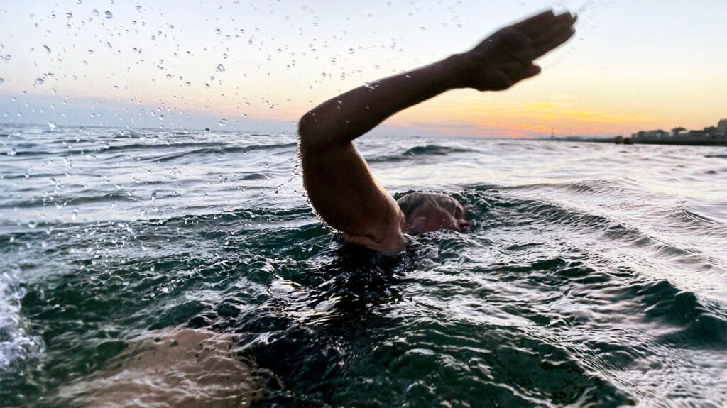 close-up of woman swimming