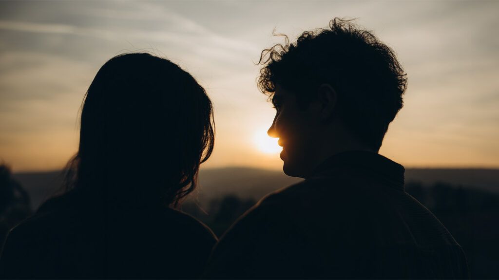 Young couple watching a sunset