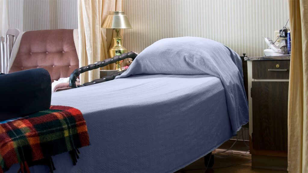 Image of a hospital bed in someone's home