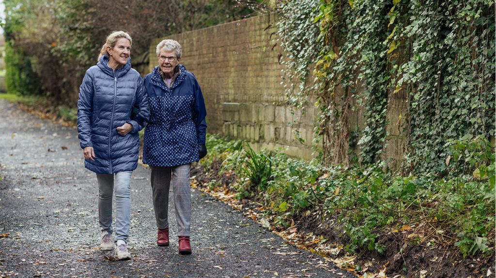 two people walking