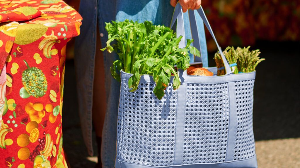 shopping bag filled with greenery