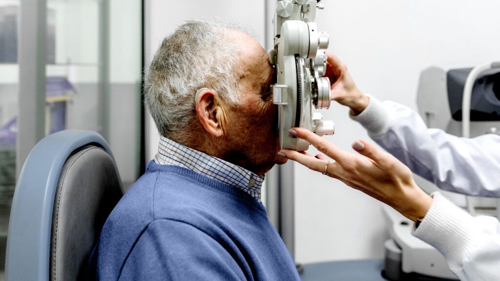 An older adult having an eye exam-1