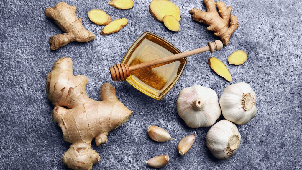 Ginger, garlic, and honey, which can be used as a natural antibiotic.
