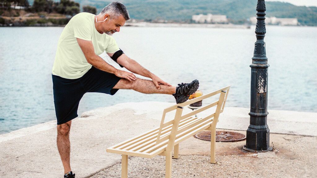 Person stretching their leg