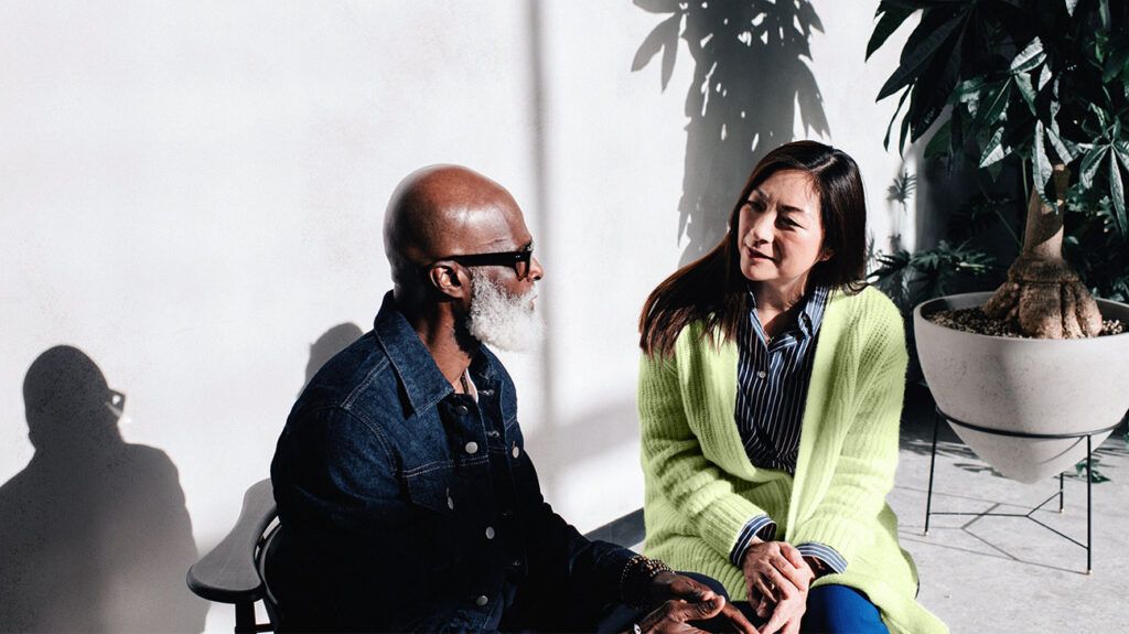 Two people talking 1