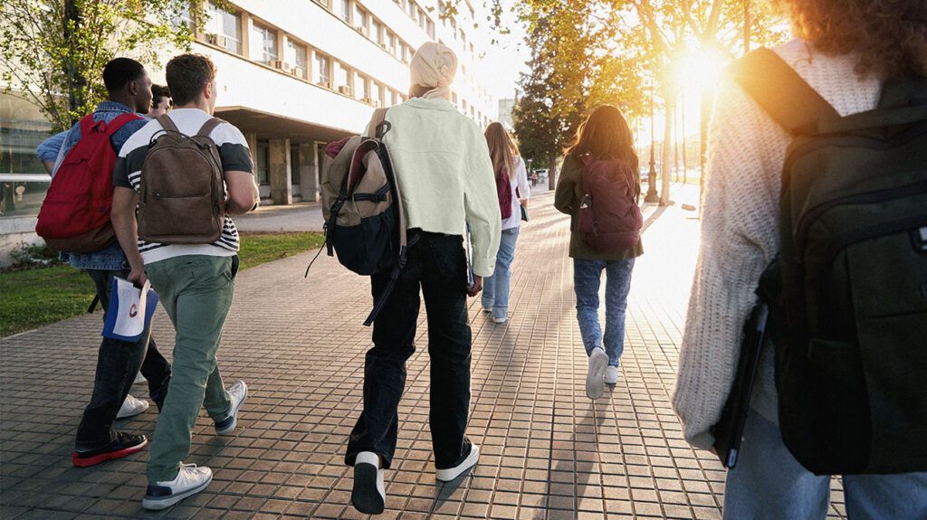 Students walking