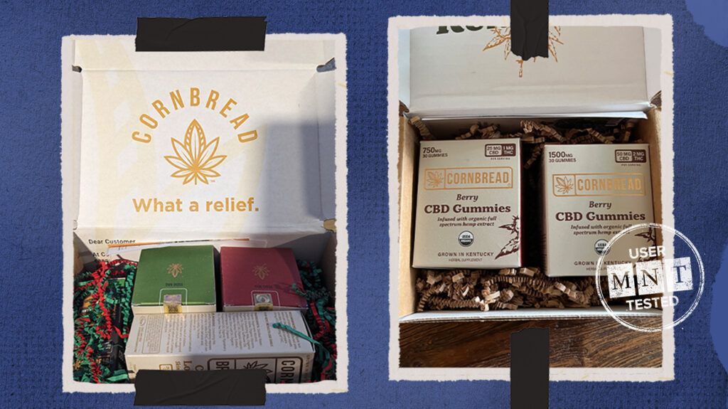 Cornbread Hemp packaging: recyclable and protected against damage during shipping.