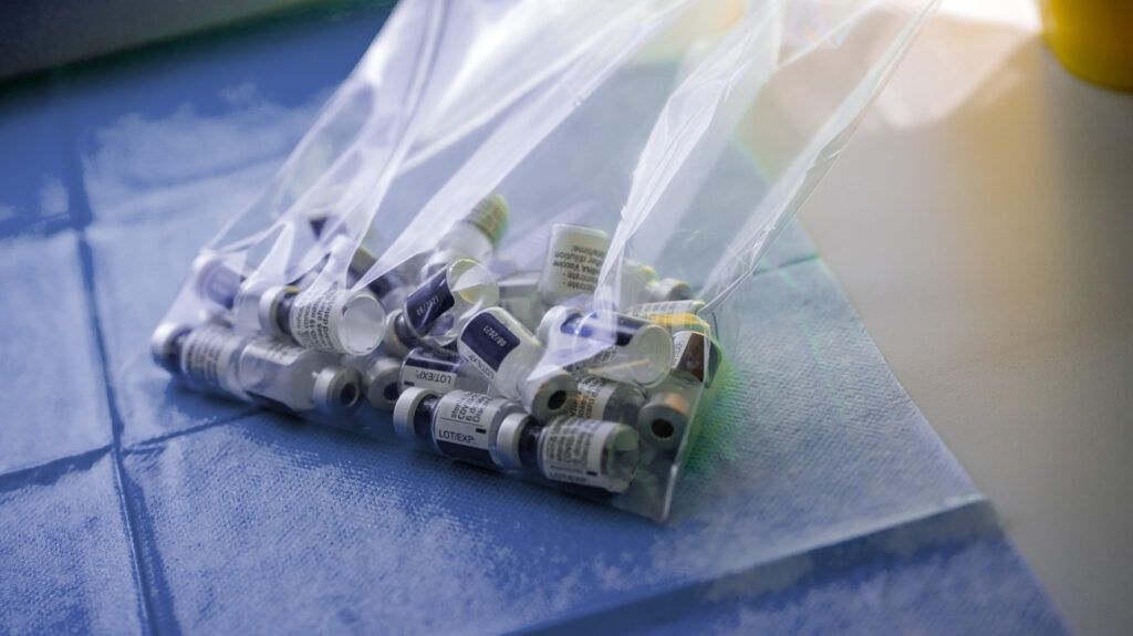 vaccine vials in plastic bag