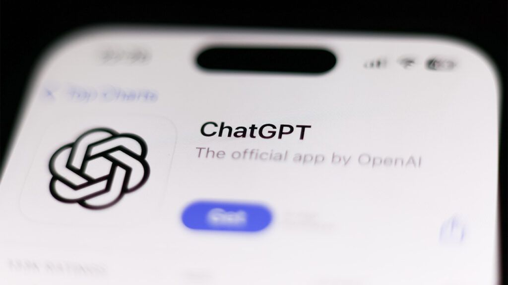 Chat GPT on mobile phone screen