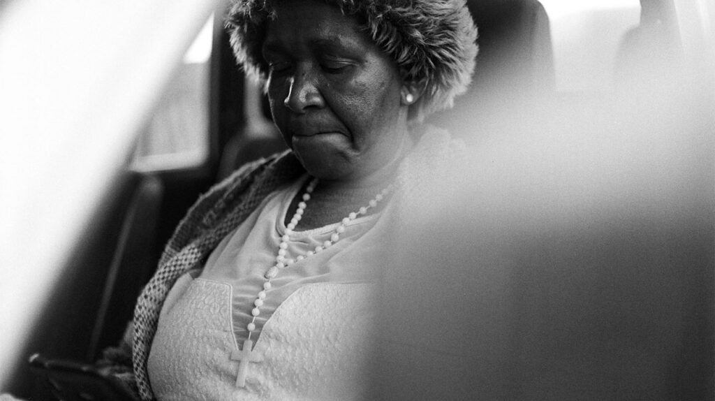 black and white photo of older Black woman