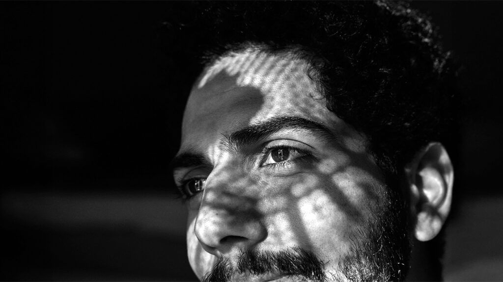 a face in shadow
