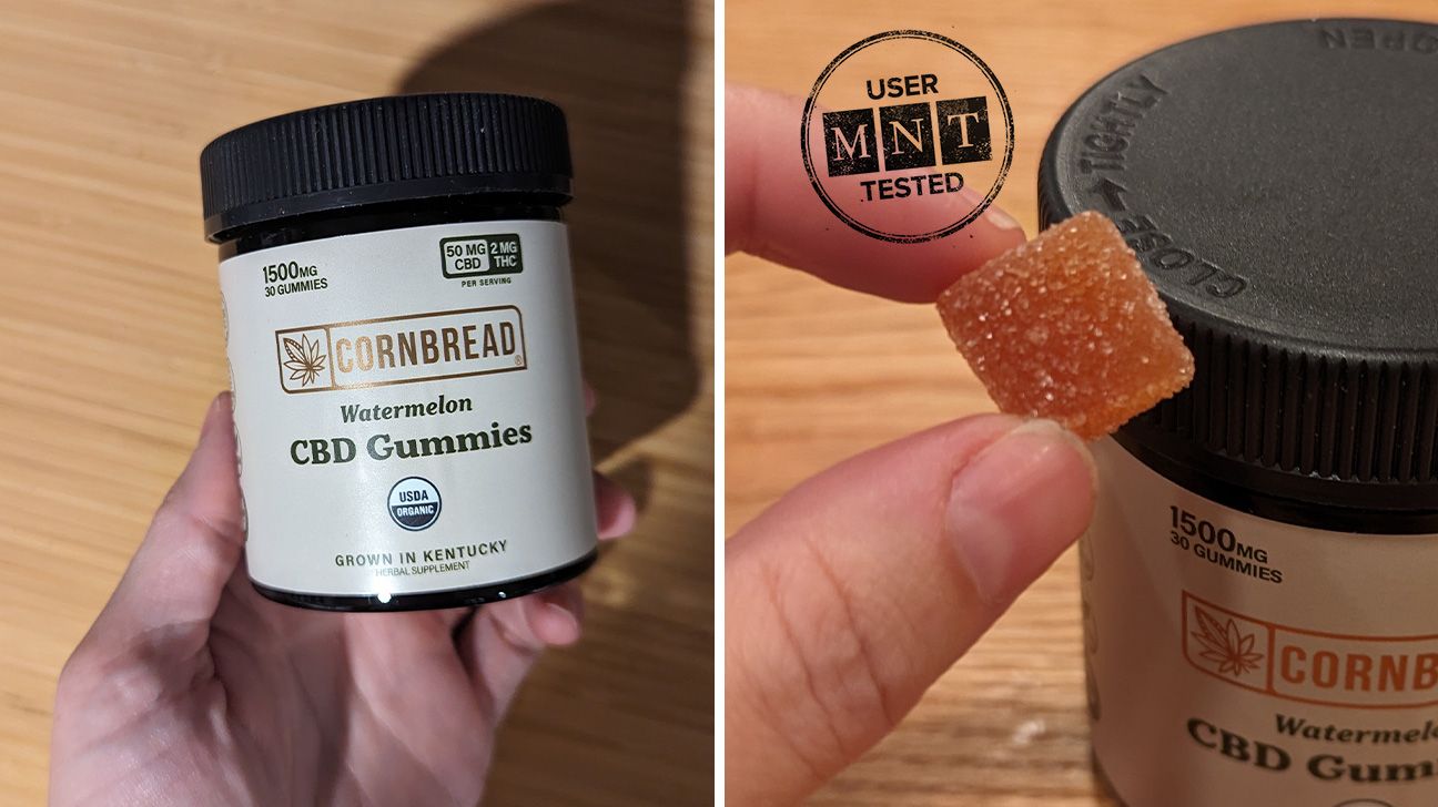 Tester images of Cornbread Hemp Watermelon CBD gummies.