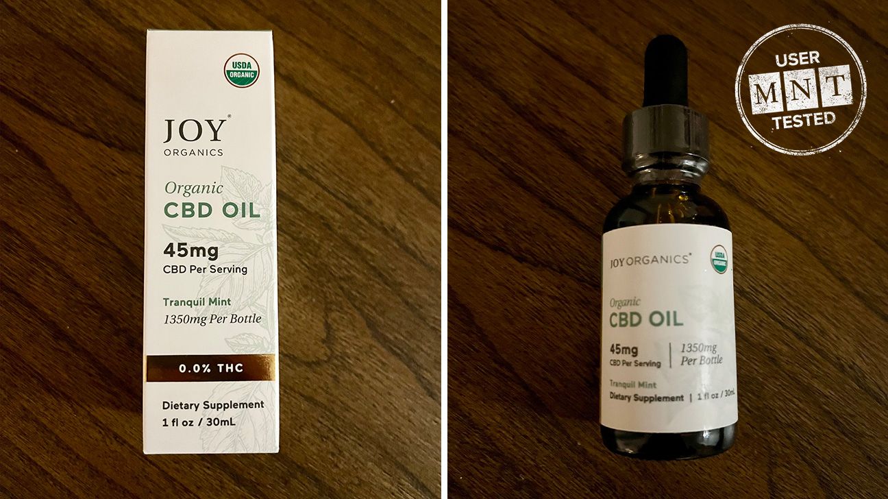 Tester images of Joy Organics CBD Oil.