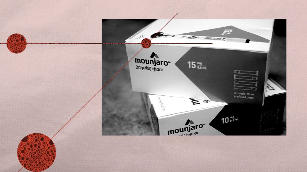 Two packs of Mounjaro, a GLP-1 medication used to treat type 2 diabetes and aid weight loss