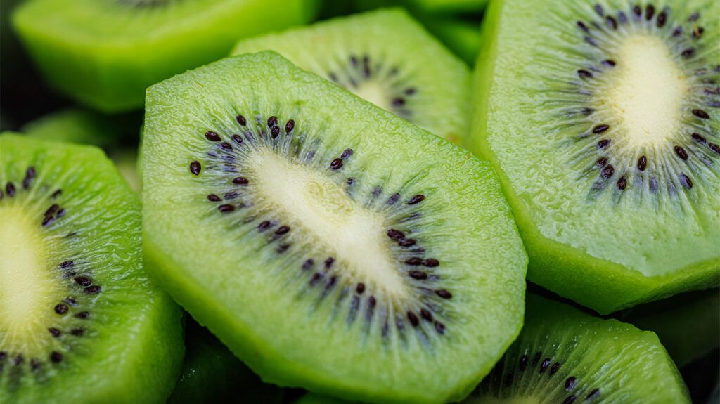 close up of kiwi slices