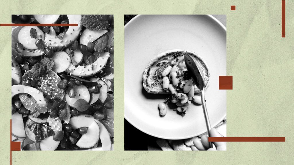 건강에 좋은 음식들을 모아놓은 콜라주