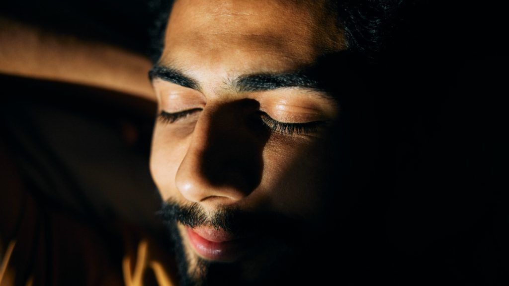 close-up of man's face sleeping