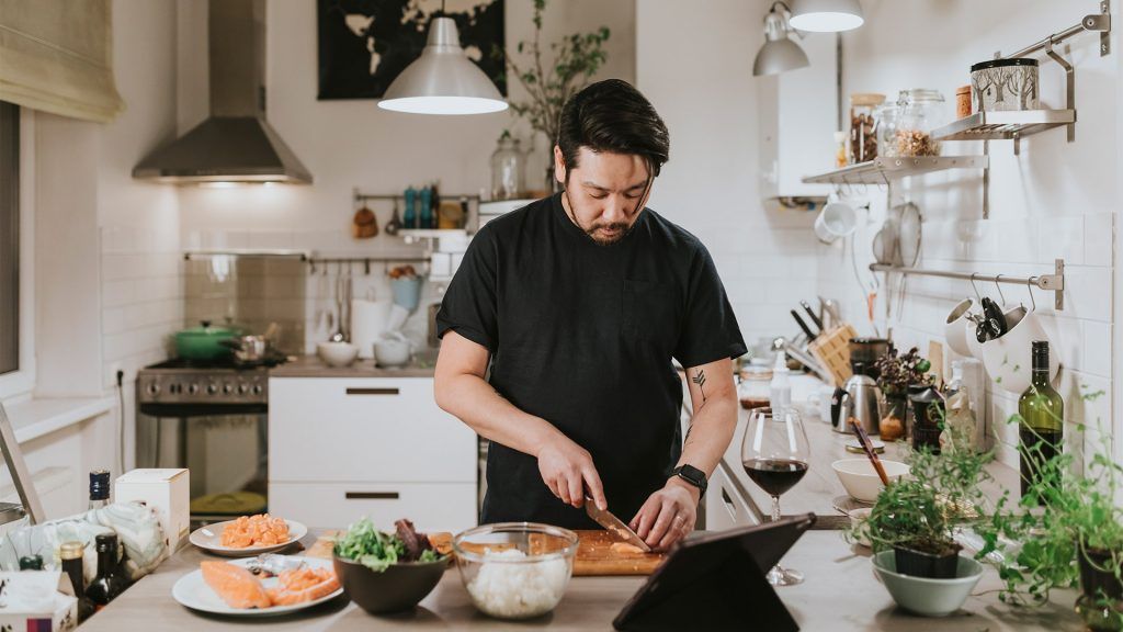 Person preparing food in the kitchen