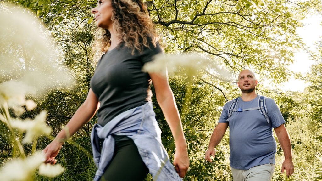 Couple walking in nature