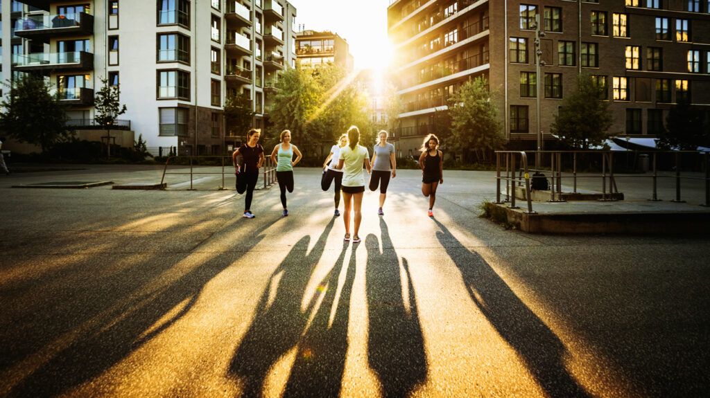 Fitness group in sun