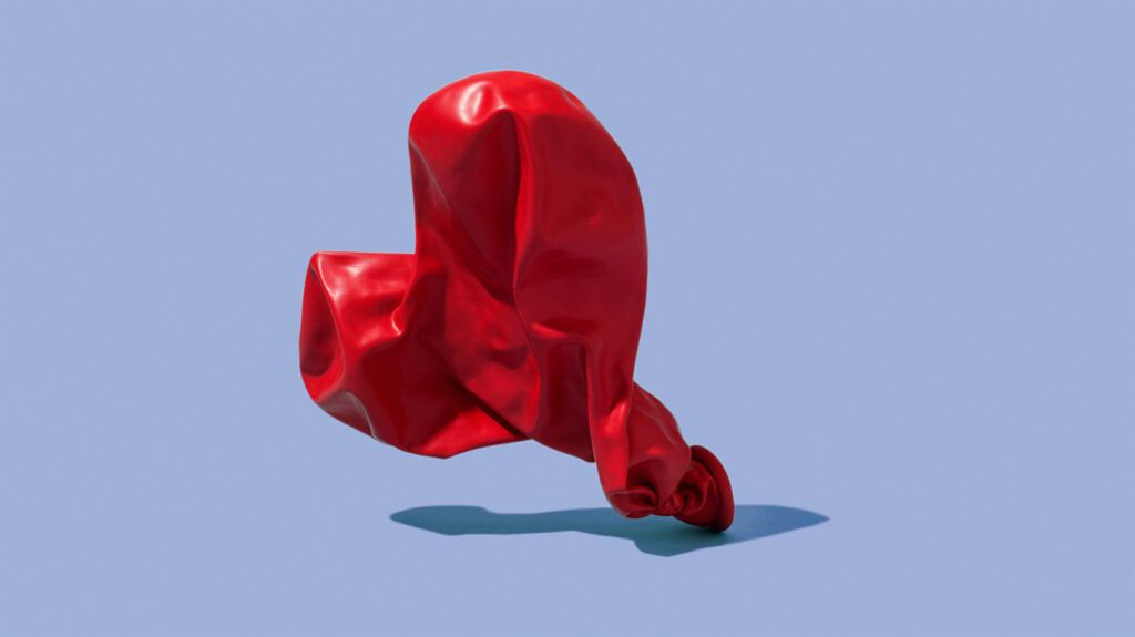 Deflated heart balloon